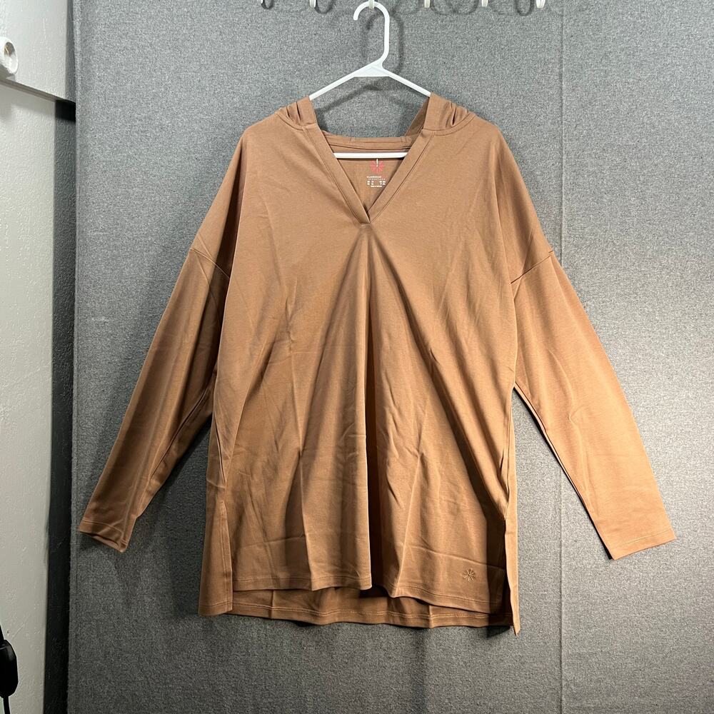 Isaac Mizrahi LIVE! Essentials Pima Cotton Hooded Tunic Brown Sugar Size 1X